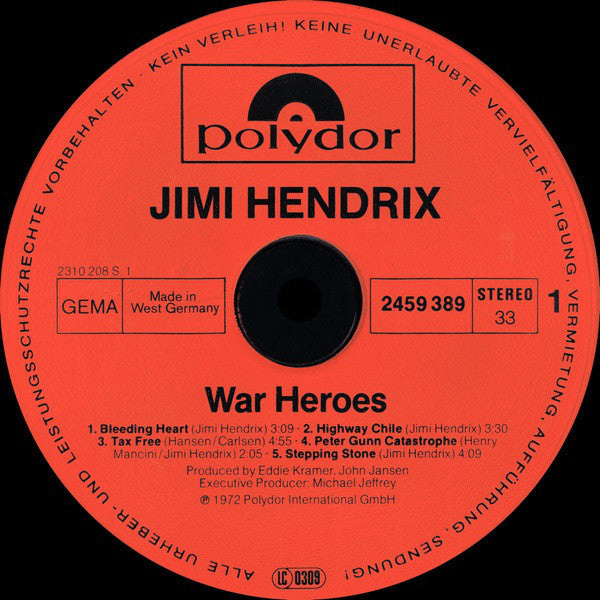 Jimi Hendrix ~ War Heroes (Vinyl) - Djungel & Jazz