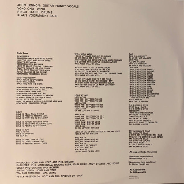 John Lennon / Plastic Ono Band ~ John Lennon / Plastic Ono Band (Vinyl) - Djungel & Jazz