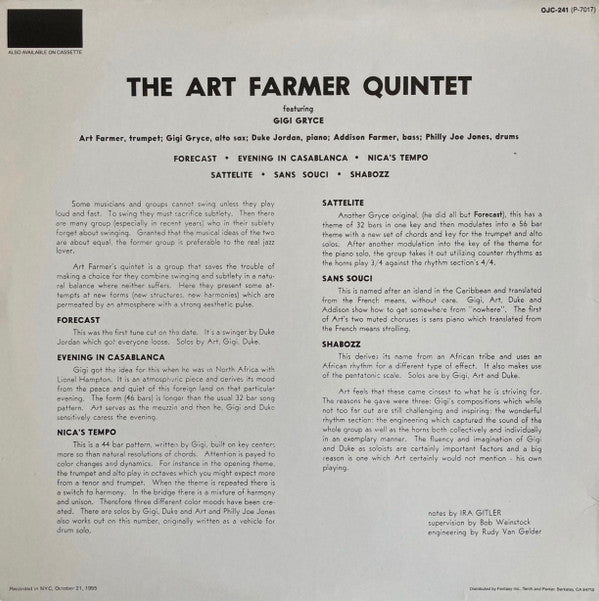Art Farmer Quintet Featuring Gigi Gryce ~ Art Farmer Quintet Featuring Gigi Gryce (Vinyl) - Djungel & Jazz