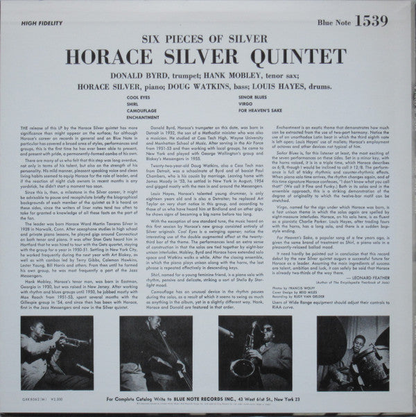 The Horace Silver Quintet ~ 6 Pieces Of Silver (Vinyl) - Djungel & Jazz