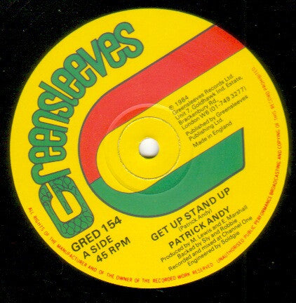 Patrick Andy : Get Up Stand Up / Regular Heartbreaker (12")