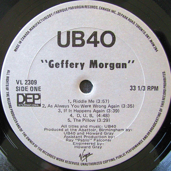 UB40 ~ Geffery Morgan... (Vinyl) - Djungel & Jazz