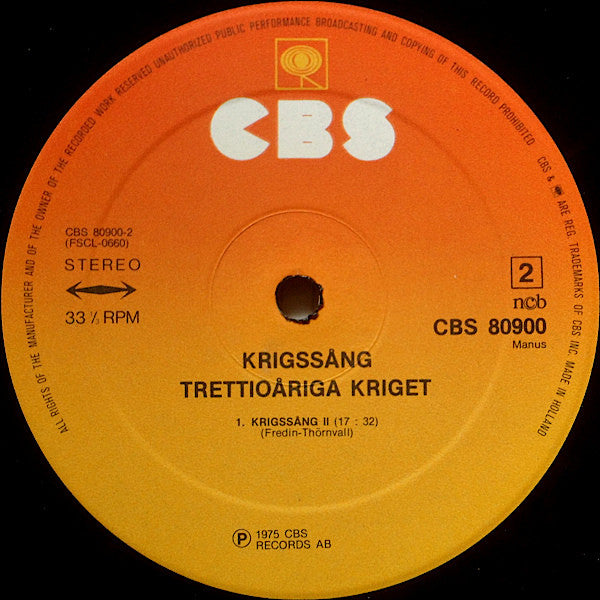 Trettioåriga Kriget ~ Krigssång (Vinyl) - Djungel & Jazz