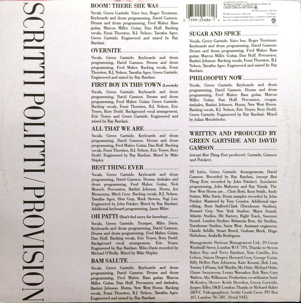 Scritti Politti ~ Provision (Vinyl) - Djungel & Jazz