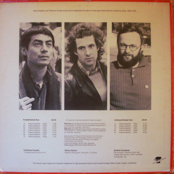 Henry Kaiser / Andrea Centazzo / Toshinori Kondo ~ Protocol (Vinyl) - Djungel & Jazz