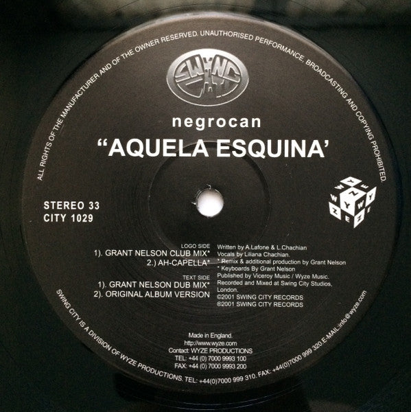 Negrocan : Aquela Esquina (12")