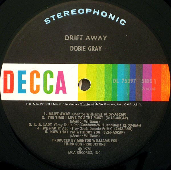 Dobie Gray : Drift Away (LP, Album, Pin)
