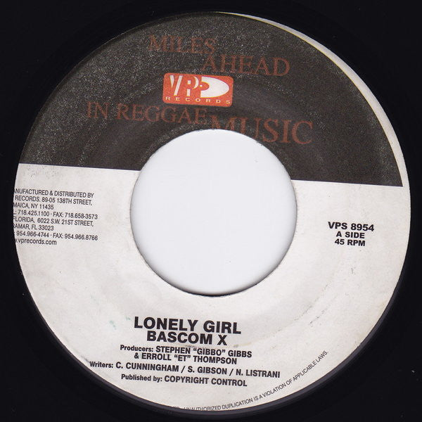 Bascom X / Luciano (2) : Lonely Girl / Silver & Gold (7")