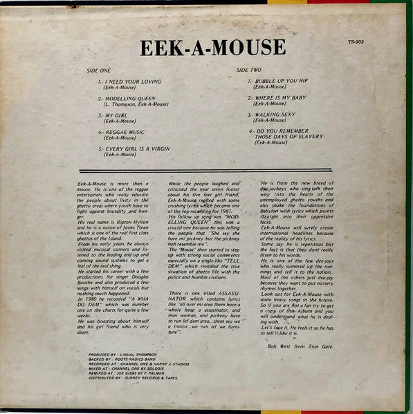 Eek-A-Mouse ~ Buble Up Yu Hip (Vinyl) - Djungel & Jazz