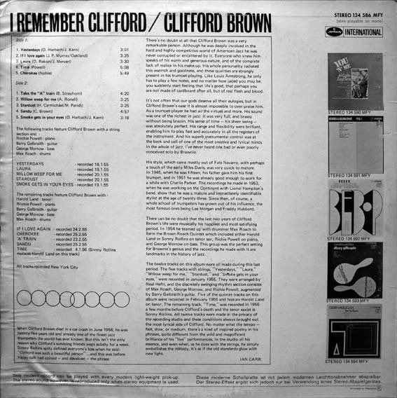 Clifford Brown ~ I Remember Clifford (Vinyl) - Djungel & Jazz