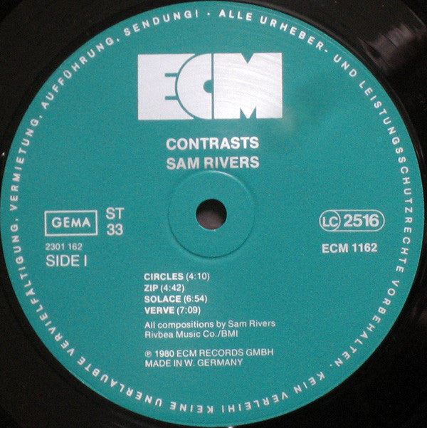 Sam Rivers ~ Contrasts (Vinyl) - Djungel & Jazz