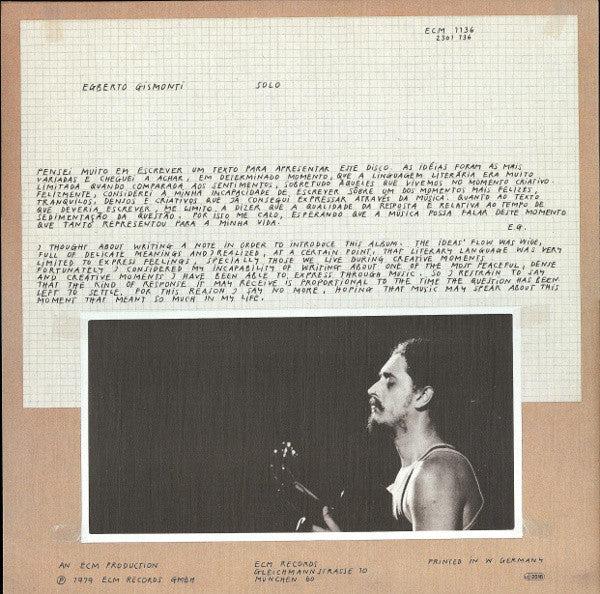 Egberto Gismonti : Solo (LP, Album)