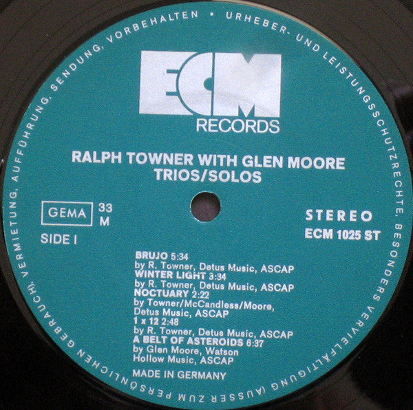 Ralph Towner With Glen Moore ~ Trios / Solos (Vinyl) - Djungel & Jazz