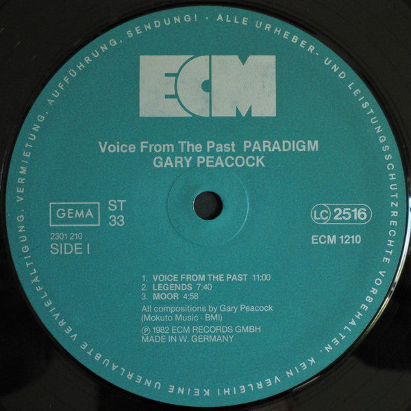 Gary Peacock : Voice From The Past - Paradigm (LP, Album)