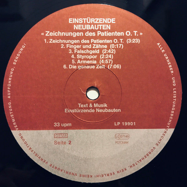 Einstürzende Neubauten ~ Zeichnungen Des Patienten O.T. (Drawings Of Patient O.T.) (Vinyl) - Djungel & Jazz
