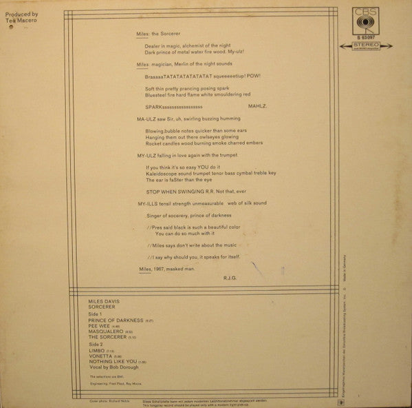 Miles Davis ~ Sorcerer (Vinyl) - Djungel & Jazz