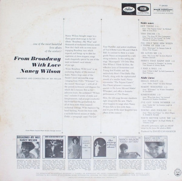Nancy Wilson ~ From Broadway With Love (Vinyl) - Djungel & Jazz