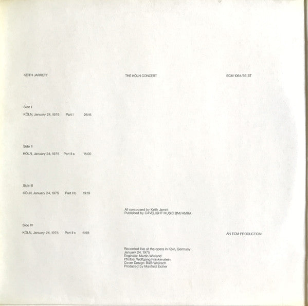 Keith Jarrett ~ The Köln Concert (Vinyl) - Djungel & Jazz