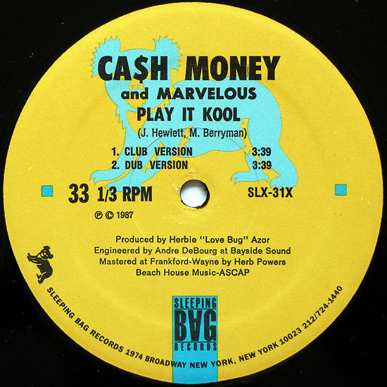 Ca$h Money And Marvelous ~ Play It Kool / Ugly People Be Quiet (Vinyl) - Djungel & Jazz