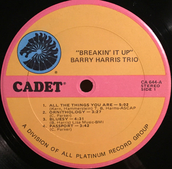 The Barry Harris Trio ~ Breakin' It Up (Vinyl) - Djungel & Jazz
