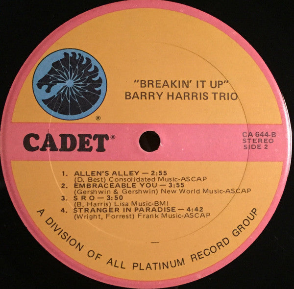 The Barry Harris Trio ~ Breakin' It Up (Vinyl) - Djungel & Jazz