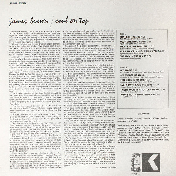 James Brown With The Louie Bellson Orchestra, Oliver Nelson ~ Soul On Top (Vinyl) - Djungel & Jazz