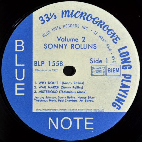 Sonny Rollins : Sonny Rollins Vol. 2 (LP, Album, RE)