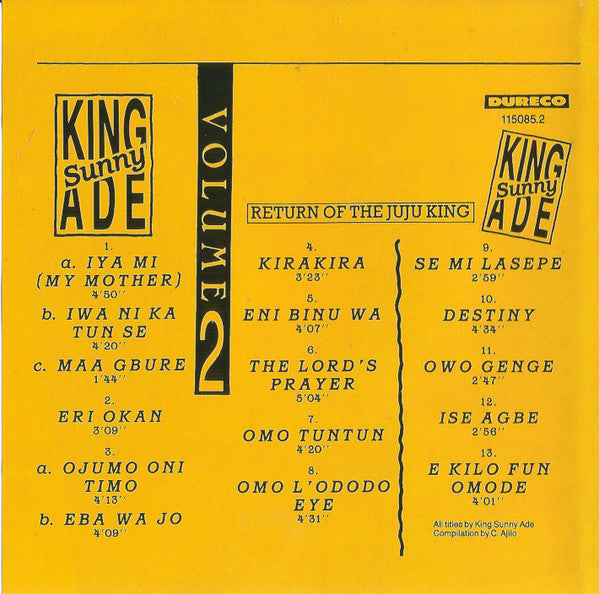 King Sunny Ade ~ Return Of The Juju King Volume 2 (Vinyl) - Djungel & Jazz