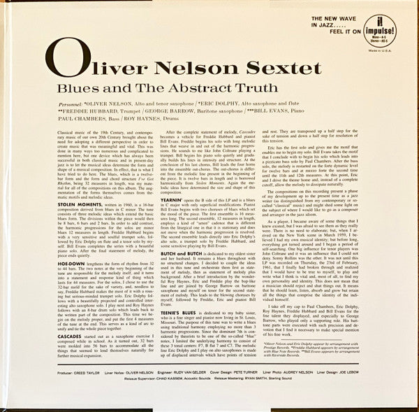 Oliver Nelson ~ The Blues And The Abstract Truth (Vinyl) - Djungel & Jazz