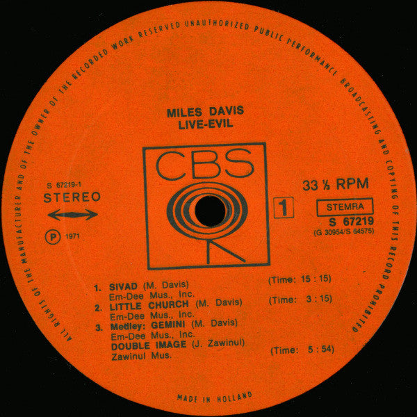 Miles Davis ~ Live-Evil (Vinyl) - Djungel & Jazz