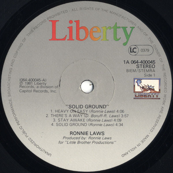 Ronnie Laws ~ Solid Ground (Vinyl) - Djungel & Jazz