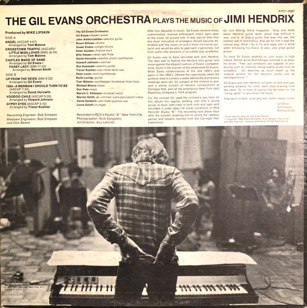 The Gil Evans Orchestra ~ Plays The Music Of Jimi Hendrix (Vinyl) - Djungel & Jazz