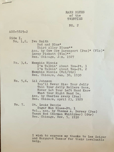 Various ~ Rare Blues Of The Twenties No. 2 (Vinyl) - Djungel & Jazz