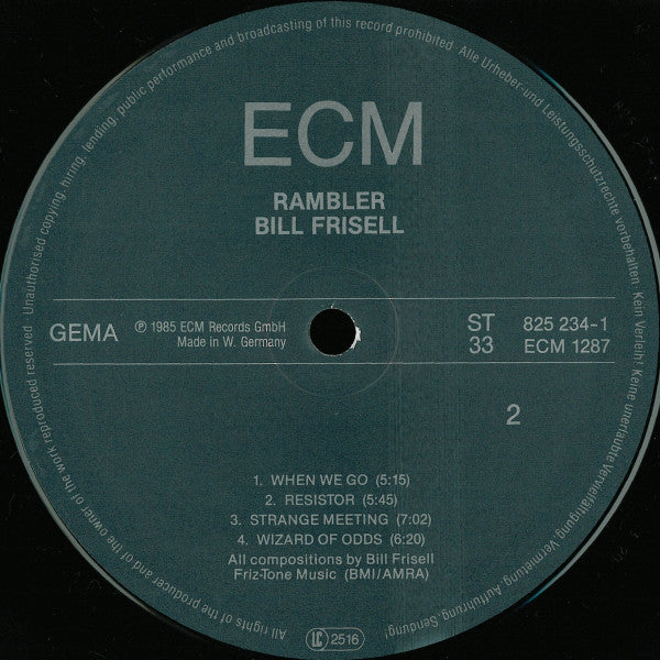 Bill Frisell ~ Rambler (Vinyl) - Djungel & Jazz