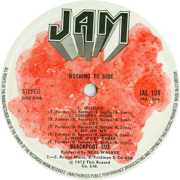 Blackfoot Sue ~ Nothing To Hide (Vinyl) - Djungel & Jazz