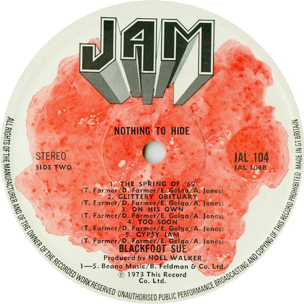 Blackfoot Sue ~ Nothing To Hide (Vinyl) - Djungel & Jazz