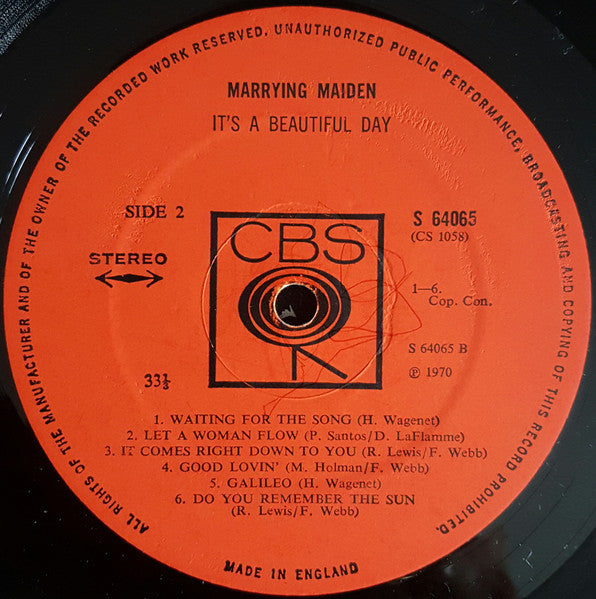 It's A Beautiful Day ~ Marrying Maiden (Vinyl) - Djungel & Jazz