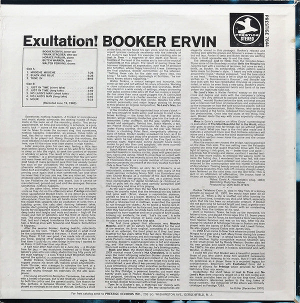Booker Ervin ~ Exultation! (Vinyl) - Djungel & Jazz