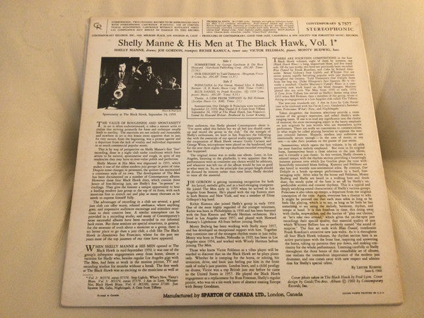 Shelly Manne & His Men ~ At The Black Hawk Vol. 1 (Vinyl) - Djungel & Jazz