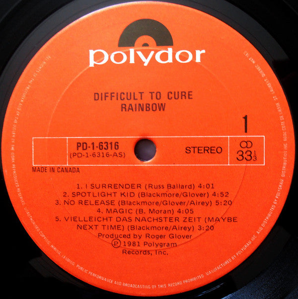 Rainbow ~ Difficult To Cure (Vinyl) - Djungel & Jazz