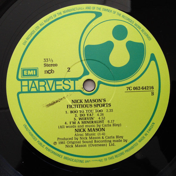 Nick Mason ~ Nick Mason's Fictitious Sports (Vinyl) - Djungel & Jazz