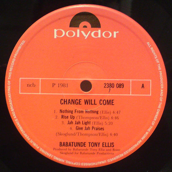Tony Ellis ~ Change Will Come (Vinyl) - Djungel & Jazz