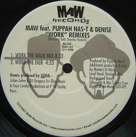 Masters At Work Feat. Puppah Nas-T & Denise Belfon : Work (Remixes) (12")