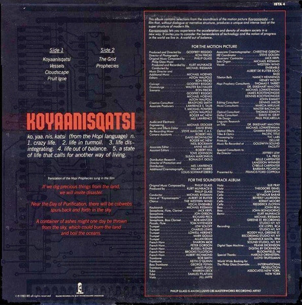 Philip Glass ~ Koyaanisqatsi (Vinyl) - Djungel & Jazz