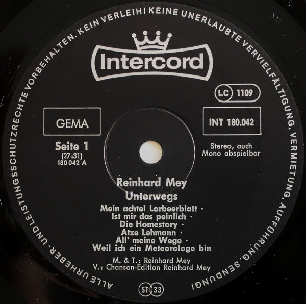 Reinhard Mey ~ Unterwegs (Vinyl) - Djungel & Jazz