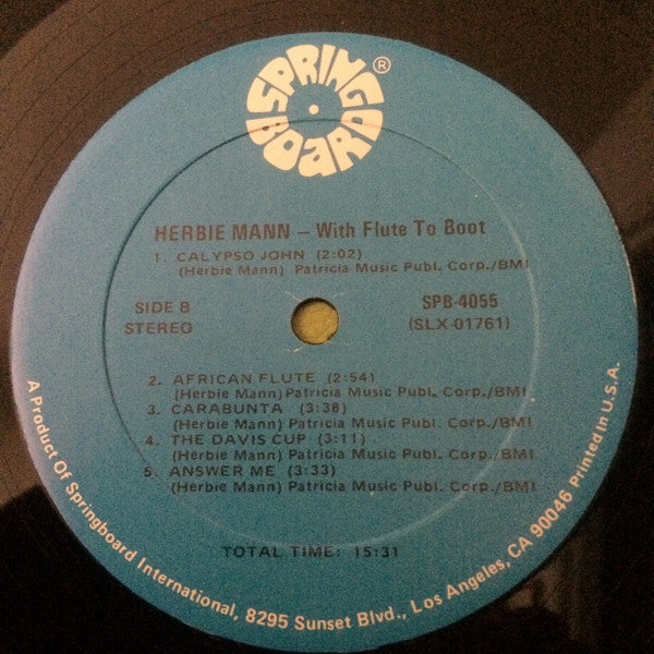 Herbie Mann ~ With Flute To Boot (Vinyl) - Djungel & Jazz