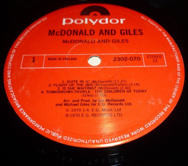 McDonald & Giles ~ McDonald And Giles (Vinyl) - Djungel & Jazz