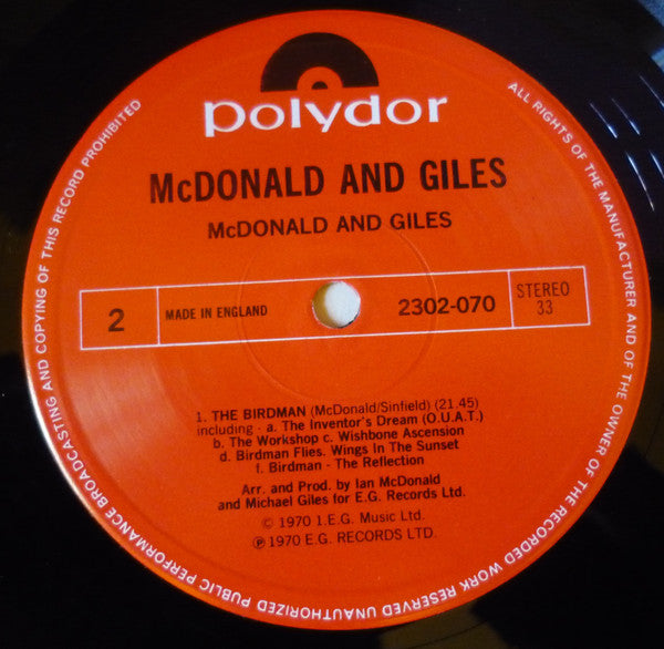 McDonald & Giles ~ McDonald And Giles (Vinyl) - Djungel & Jazz