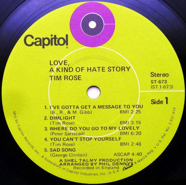 Tim Rose ~ Love, A Kind Of Hate Story (Vinyl) - Djungel & Jazz