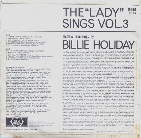 Billie Holiday ~ The Lady Sings - Vol. 3 (Vinyl) - Djungel & Jazz